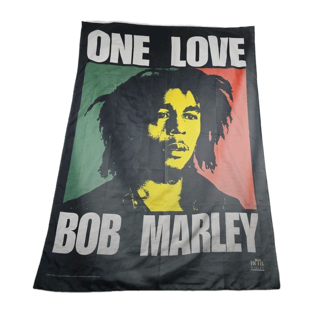 Bob Marley One Love Cloth Tapestry 42x30 Vintage Faded Red Green Funky People